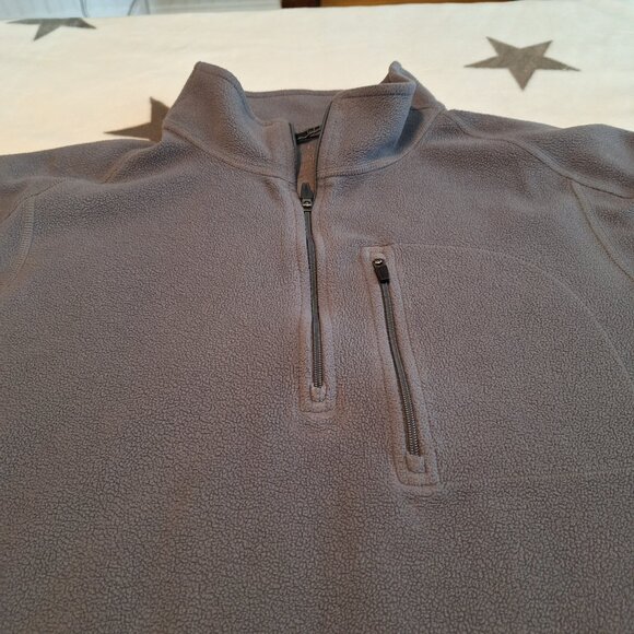 LL Bean Gray Trail Fleece Quarter Zip Pullover Jacket 280962 Sz Medium Pocket - Picture 2 of 8